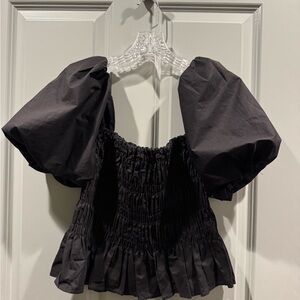 Astr Black Puff Sleeve Blouse